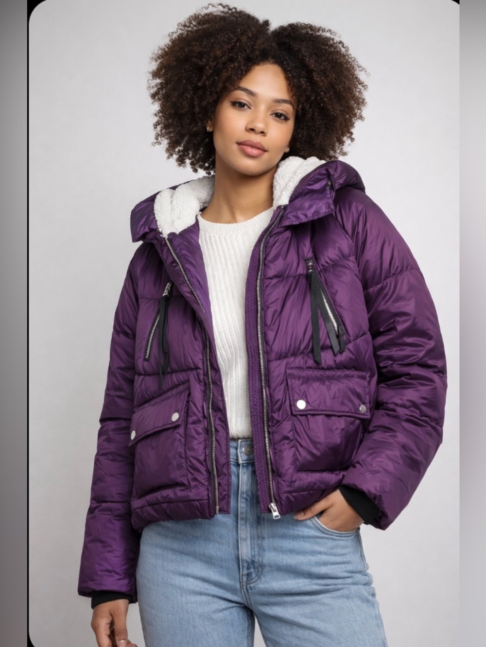 Pretty in Purple Cozy girl Cropped Puffer Jacket
